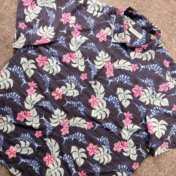 Tommy Bahama Other - Tommy Bahama Mens XXL The Bahama Coast Tropical Marlin Floral Shirt Navy Blue